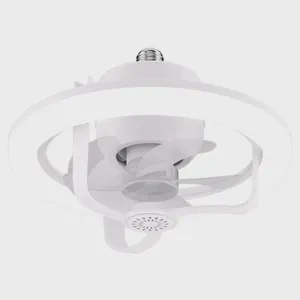 Modern White Color Fan Light-RGB LED Lamp Fan E27 Screw Lamp With ABS Blade and RemoteControl for Bedroom Living Room