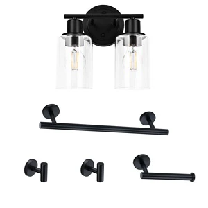 Modern Vanity Lighting Wall Lamps Vanity Lights With clear Glass Bathroom Vanities Light Black Brass Makeup Wall Sconces
