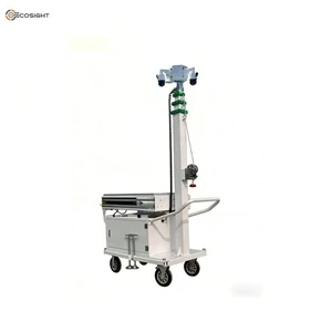 Ecosight 3*100W Solar Power 5m Mast Portable Mobile Surveillance Tower CCTV Security Camera Trailer 4G 5G 2 Days Running Time