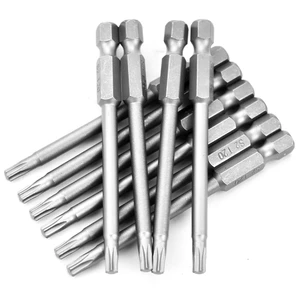 Professional Solid Torx Bit Set 75mm S2 Alloy Steel 1/4 Hex Shank Drill Driver Bits T20