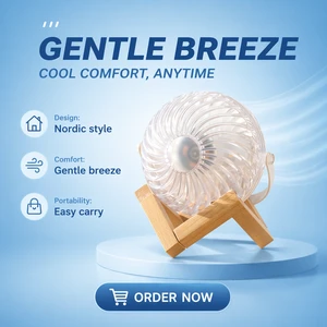 Led Lamp Fan for Portable Personal Table Home Battery Rechargeable Hanging Usb Light Standing Desk Cute Lamp Fan