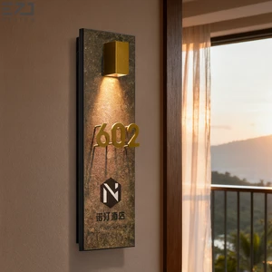 EZD Luminous Custom ADA Compliant Braille Retro Vintage High-end Door Panel Hotel Room Apartment Wall Mounted Door Lighting Sign