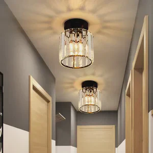 Led Ceiling Lights Crystal Lampshade Black Gold Living Room Bedroom Modern Round Square Decorative Ceiling Lamp E27