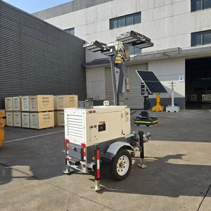 Portable Diesel Light Tower for Construction Mining Roadworks Events Emergency 4 Head LED Hydraulic Lift Towable Lighting System