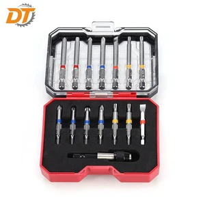 DT 50mm 15PCS Professional S2 Steel Screw Driver Bit Set Chrome Surface Treatment With Color Ring For Use With Impact Drivers