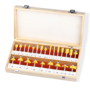 24 Pcs 1/2 1/4 Shank 3mm 6mm 12mm 16mm Carbide Tipped Router Bit Set for Wood Woodworking with Wood Box