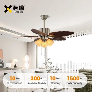 #2062 Factory OEM 48-Inch Solid Wood Decorative Ceiling Fan with Light E27*3 Bulbs Remote Control Fan Lamp for Home Restaurant