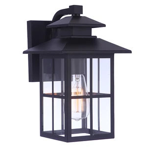 Waterproof LED Outdoor Wall Lamp with Steel Base and Glass Diffuser, Black Exterior Garden Wall Light