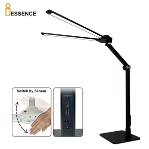 LED Desk Table Lamp Two Head Adjustable Clip 5 Modes Lighting Touch Control Eye-protected Office LED Reading Lamp for Student
