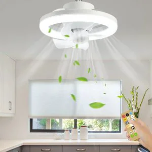 360 LED Silent Ceiling Fan Light E27 Screw Moving Head Fan Light RGB Dimmable Colorful Bedroom Remote Control Ceiling Fan Light
