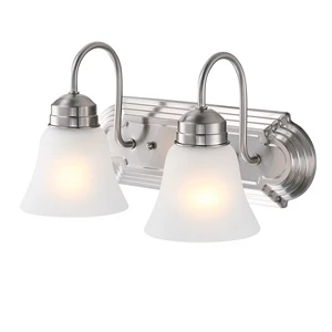 2-lights Vanity Light with Bathroom Brushed Nickel Frosted Glass Shade Makeup Wall Light Over Mirror Bathroom