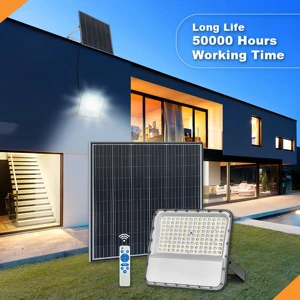 ZY Solar Flood Light 300W IP65 Waterproof Aluminum Remote Control Daylight Floodlight for Outdoor Road Garden