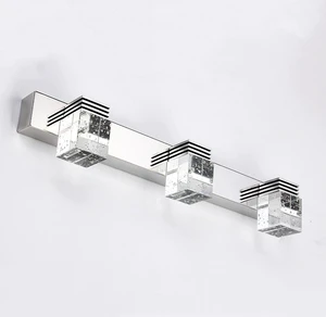 Modern Wall-Mounted Bathroom Mirror Lamps LED Vanity Light with Chrome Finish Stainless Steel Material