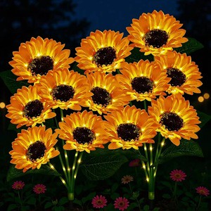 Sunflower Solar PVC Ground Plug LED Courtyard Garden Balcony Outdoor Waterproof Lawn Light Dimmable Warm Light