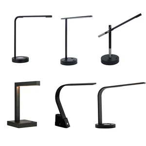 Factory Wholesale Desk Light Hotel Home Bedside Desk Lamp Black LED Table Lamp with USB and Outlet