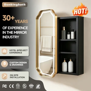 Modern European Customizable Wall Mounted Bathroom Vanity Surface Mount Led Medicine Cabinet With Mirror For Villa Use