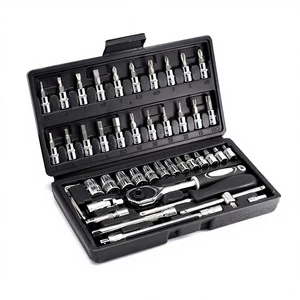 49 Piece Heavy Duty Chrome Finish DIY Socket Set 1 4 Inch Drive Ratchet Kit Metric Auto Repair Wrench with Case