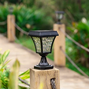 Main Gate Solar Pillar Light Solar Powered Garden Outdoor Ip65 Waterproof Post Fence Lamp Outdoor Solar Column Lights