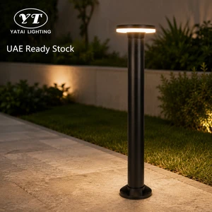 12W Warm White IP65 Waterproof Aluminum Matte Black Modern Outdoor Garden Pathway Lawn Landscape Post Bollard Light
