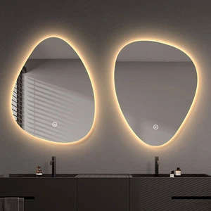 Modern LED Wall Lamps Bathroom Mirror with Touch Screen Water Drop Design Glass Wall Hanging for Hotel Toilet Makeup Light
