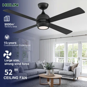 American Style 52 Inch Ceiling Fan 4 Blades Remote Control 3 Color Changes Led Light Chandelier Fan For Livingroom