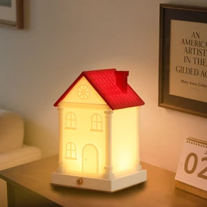 Home Decor Led Decorative Lights Table House Shape Resin Kids Bedside Lamp Christmas Decorations Night Light For Bedroom