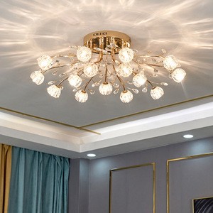 PM Modern Crystal Ceiling Light American Minimalist Crystal Ceiling Light Restaurant Living Room Flower Crystal Ceiling Light