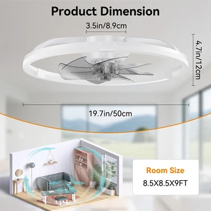 Hot 20inch Modern Home Intelligent Dimming Foldable LED Ceiling Fan Light Remote Control Three Color Temperature 5-Year Warranty