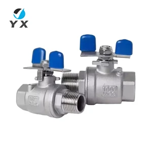 Stainless Steel 304 316L Two Piece Manual Ball Valve Butterfly Handle Female Male Thread Water Media Custom OEM