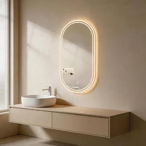 Joystar IP44 Waterproof Modern LED Bathroom Mirror, Wall Mounted Hotel Restroom Mirror With LED Light Strip, Acrylic Framed