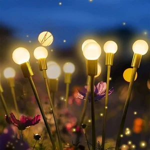Cross-border Solar Plant Style Lawn Lamp Courtyard LED Wind-powered Firefly Ground Plug IP44 Garden Decoration Festival Light