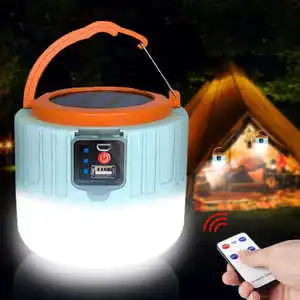 Brightenlux Outdoor Portable Camping Lantern Hanging Tent Light Bbq Bulb Rechargeable LED Solar Camping Lamp with Remote Control