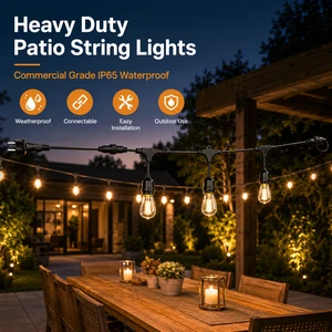 Commercial Grade IP65 Waterproof Connectable Heavy Duty Outdoor Patio Festoon String Lights For Garden Cafe Wedding