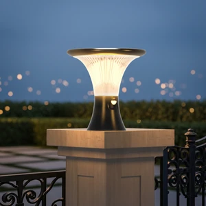 Solar Powered Pillar Light Outdoor PIR & Remote Control Waterproof IP65 LED Column Lamp for Garden Courtyard & Park Landscape