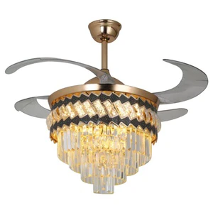 Modern LED Crystal Pendant Light Ceiling Fan with High Air Volume Low Noise 6-Speed Remote Control Modern Design