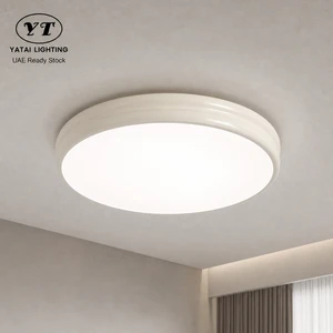 Modern Round Led Ceiling Light Acrylic Iron Flush Mount Remote Dimmable Tri Color Indoor Home Living Room Bedroom