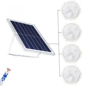 100W*4 Pack Indoor/Outdoor LED Ceiling Light with Solar Panel IP65 Rated for Garden Induction Solar System for Indoor Use