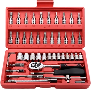 Combination China Hand Repair Tool Set Carbon Steel Ratchet Socket Wrench Set Small 46Pcs OEM Customizable DIY Stock Low MOQ