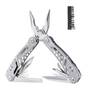 Stainless Steel Metric OEM Multi Tools Pliers Wrench Opener with 10 Bits Nylon Pouch