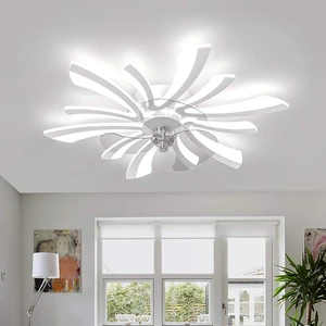 Luxury Silent DC/AC Motor Ceiling Fan with Acrylic LED Light Remote Control Modern Design Dimmable for Hotel & Home Use