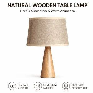 Japanese European Adjustable Table Lamp Solid Wood Fabric Bedside Lamp Bedroom Study Creative Living Room Desk Lamp Simple