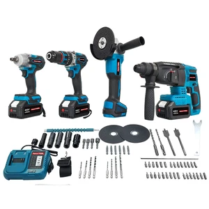 Tmaxtool 20V Cordless Impact Wrench Angle Grinder Hammer Drill 4 in 1 Power Tool Combination Kits Tool Sets