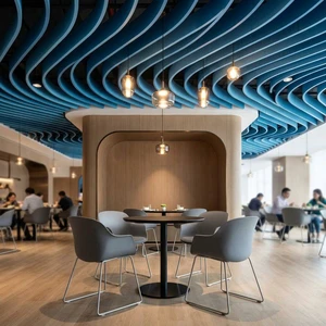 Qinsound Modern Hanging PET Acoustic Ceiling Architectural Creative Sound Absorbing Polyester Ceiling Panel For Restaurant