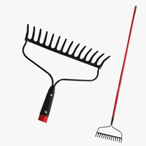Wholesale Factory Direct High Quality 14-tine Garden Hand Tools Carbon Steel Rake With Long Fiberglass Handle Durable Metal Rake