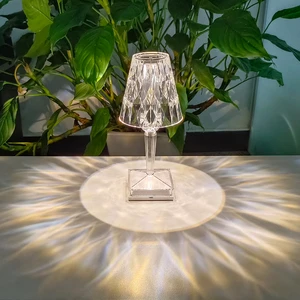Shimmering Crystal Table Lamp Rechargeable and Available in Customizable Colors Crystal Table Lamp