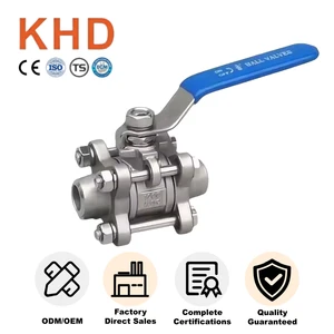 KHD Stainless Steel Ball Valve 2Pcs Threaded High-Temperature Control Ball Valve for Gas Oil Media