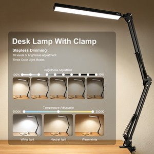 L110 LED Stand Desk Table Lamp with 360 Degree Rotating Clamp Metal Material Study Table Light
