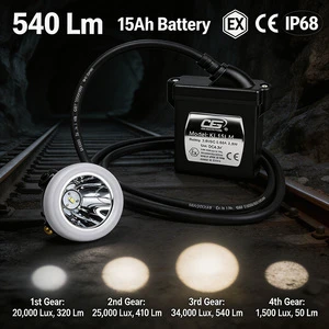 KL15LM Professional 15Ah Cordless Mining Lamp ATEX LED Cap Lamp IP68 Waterproof For Underground Tunnel Miners
