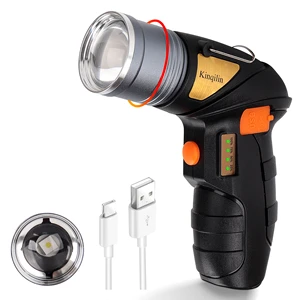 Rechargeable Spotlight,Super Bright LED Handheld Spotlight with Zoomable,Foldable Stand,IP67 Waterproof Compact for Outdoor