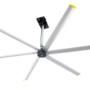 HVLS Industrial Ceiling Fan Aluminum Alloy Blades 12ft Blade Diameter Touch Control Ball Bearing Louver 38dB Noise